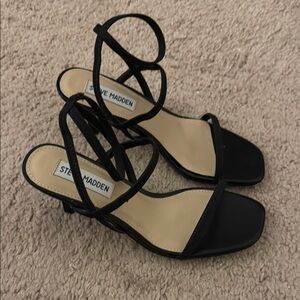 Steve Madden Black Short Strappy Heels
